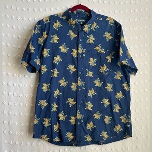 Toad & Co Men’s Mattock II Short Sleeve Cotton Button Up Sz XL Navy